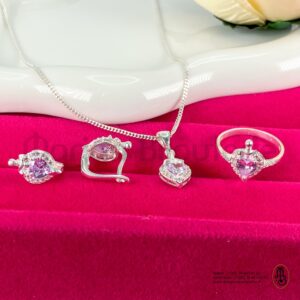 Ensemble pendentif Chaîne, bague et boucles d’oreilles