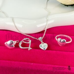 Ensemble pendentif Chaîne, bague et boucles d’oreilles