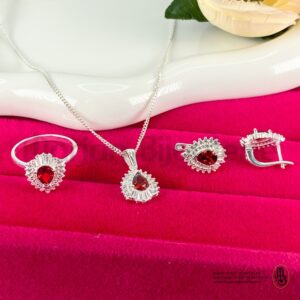 Ensemble pendentif Chaîne, bague et boucles d’oreilles