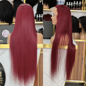 Red Hair long 30" rouge bordeaux