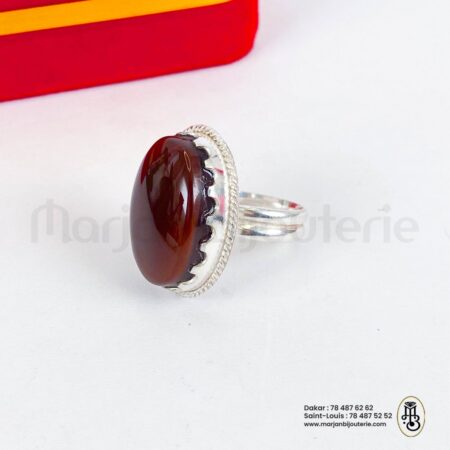 Bague aqiqah pierre Agate marron Originale