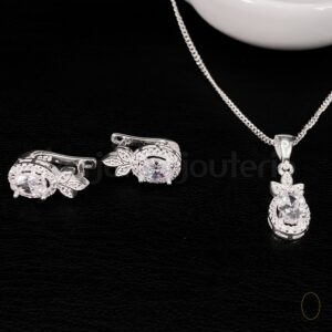 Ensemble en argent collier ,boucle d'oreille en bague
