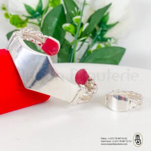 Ensemble bracelet / bague en argent adulte