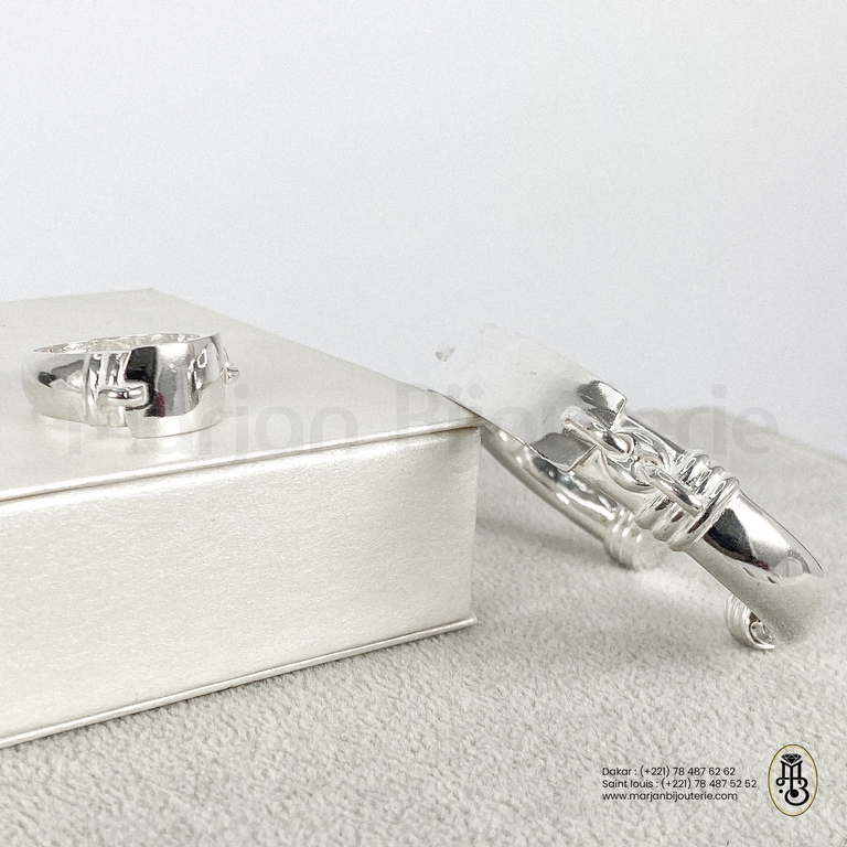 Ensemble bracelet / bague en argent adulte