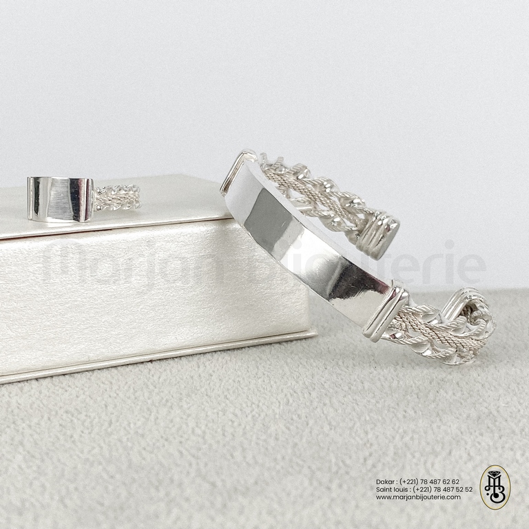 Ensemble bracelet / bague en argent femme