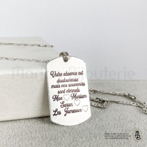 Chaine en argent personnalise plus photo
