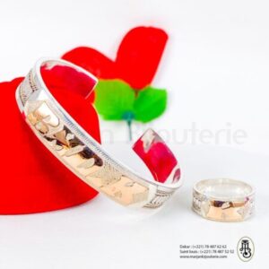 Ensemble Bracelet & Bague Personnalisés en Or-Argent femme
