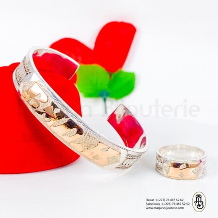 Ensemble Bracelet & Bague Personnalisés en Or-Argent femme
