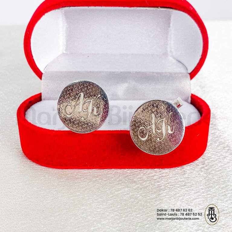 Bouton De Manchette Personnalisé Argent