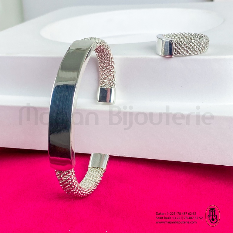 Ensemble bracelet / bague argent adulte