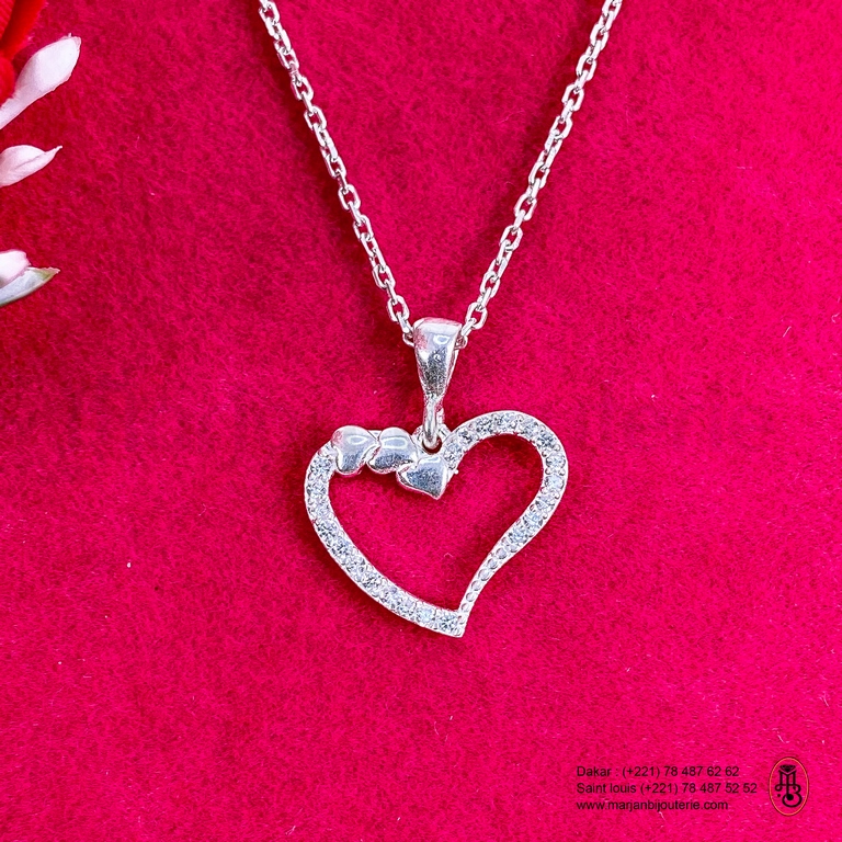 Chaîne pendentif cœur en argent