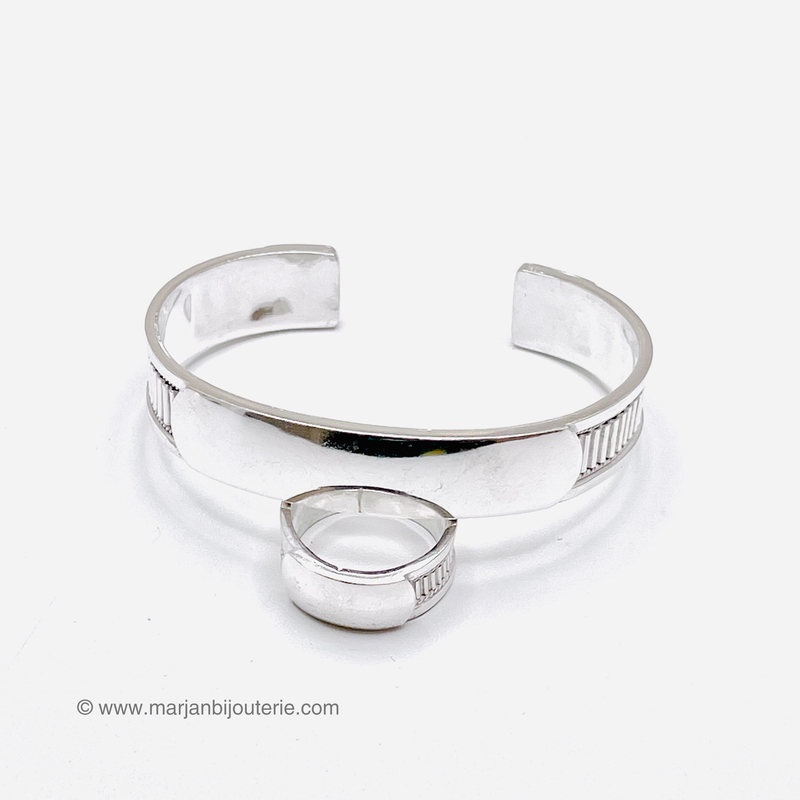 Bracelet et Bague Marjan Argent femme