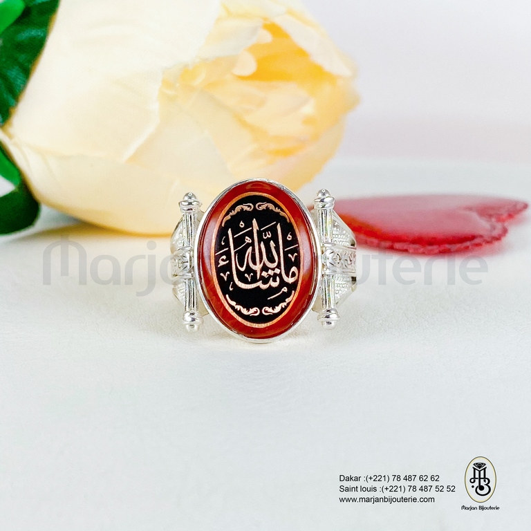 Bague aqiqa en argent pur