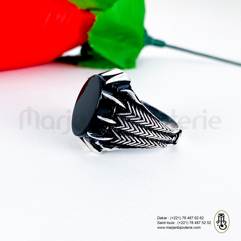 Bague aqiqa en argent pur