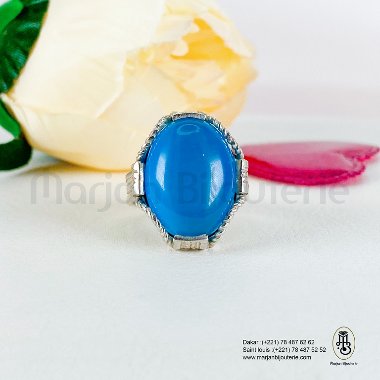 Bague aqiqa en argent pur