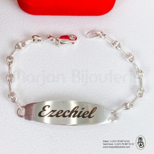 Gourmette grain de café en argent personnalise adulte