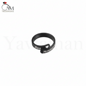 Bague noir -Acier Inoxydable