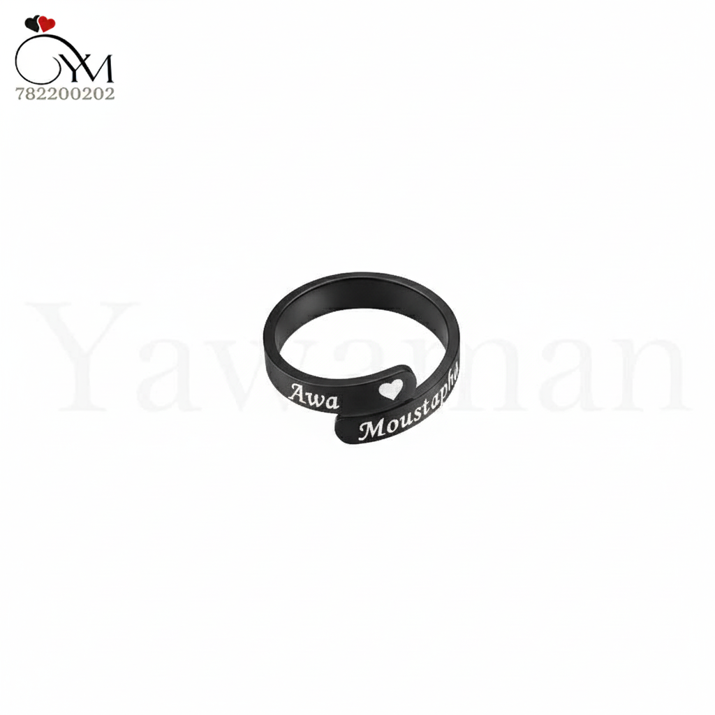 Bague noir -Acier Inoxydable