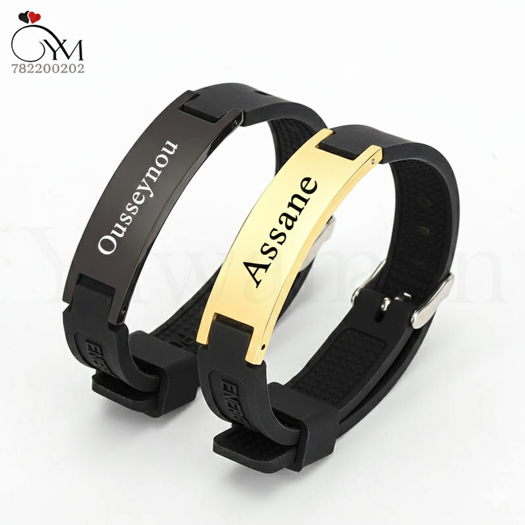 Bracelet en cuir -Acier Inoxydable