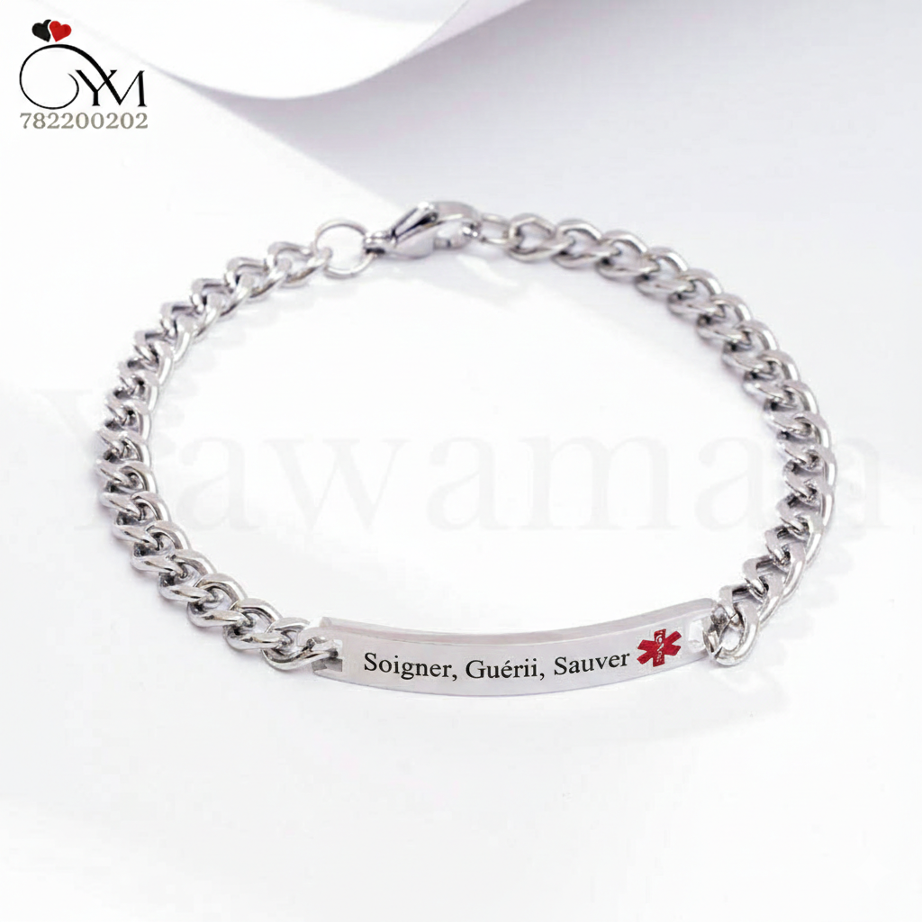 Gourmette en argent -Acier Inoxydable